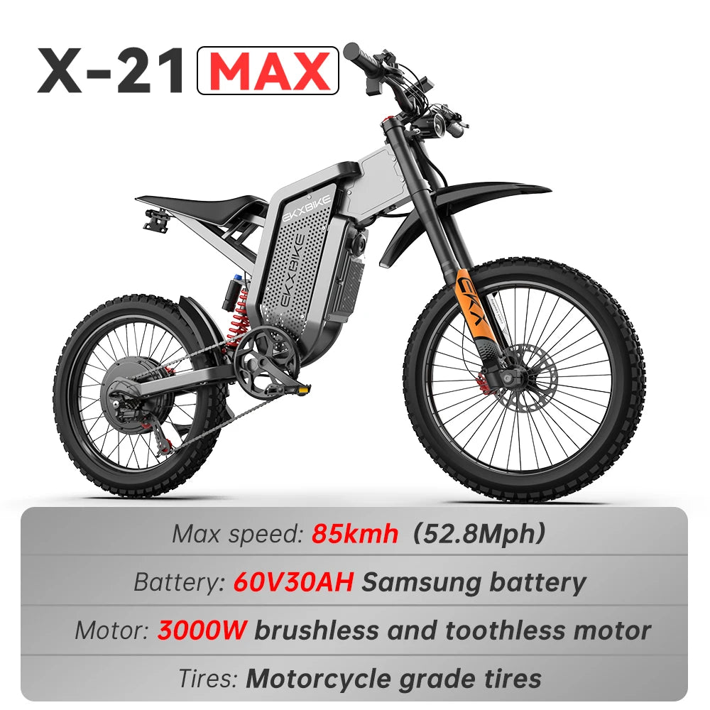 EKX X21 Max Electric Motorcycles 3000W Brushless Gearless Motors