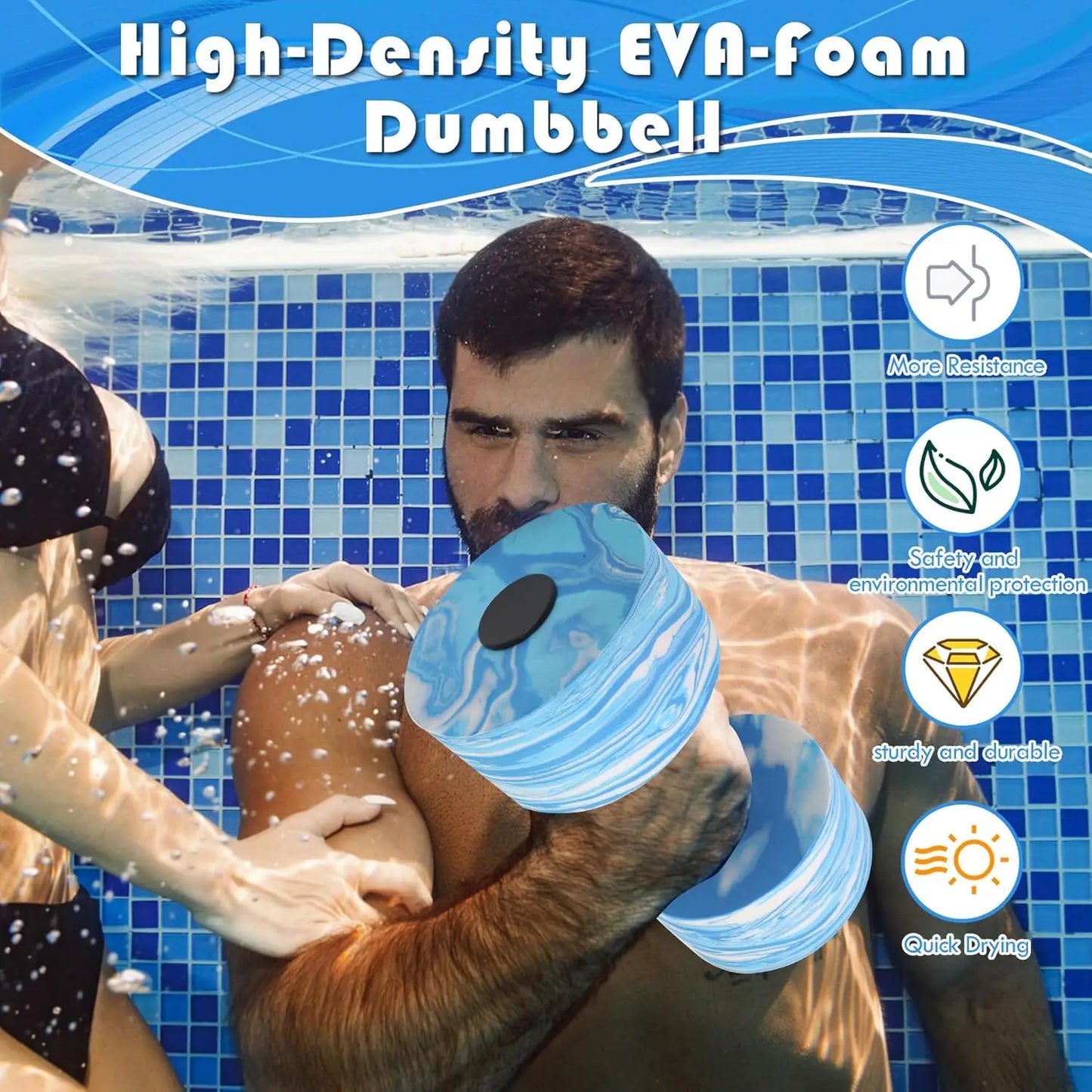 Aqua Dumbbells High Density EVA Foam for Water Aerobics
