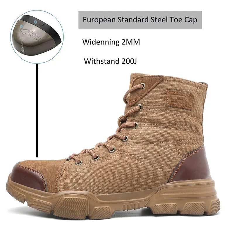 SUADEX Steel Toe Work Boots For Men Desert Safety Shoes
