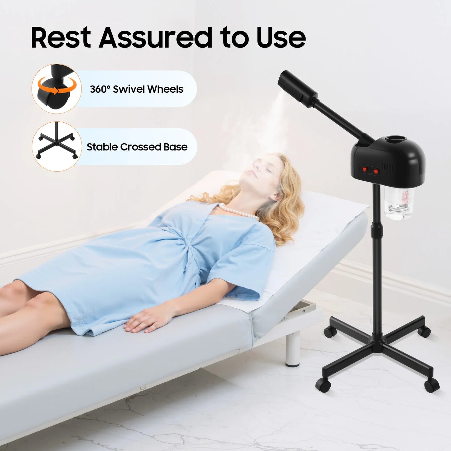 Facial Steamer Floor Standing With 360 Degree Wheels US Plug