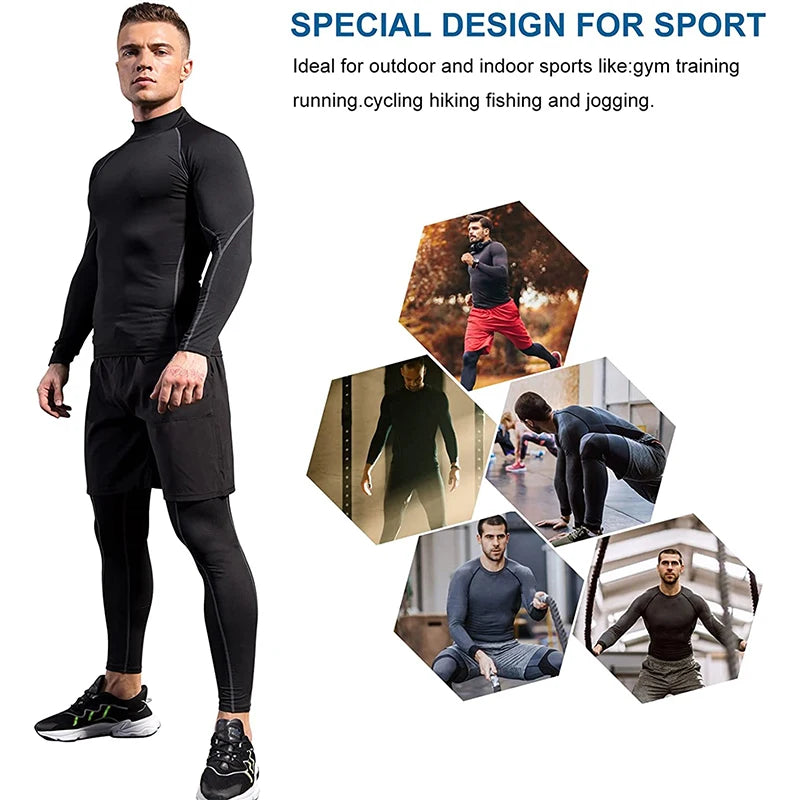 Men Quick Dry Sport T Shirt Long Sleeve Compression Top