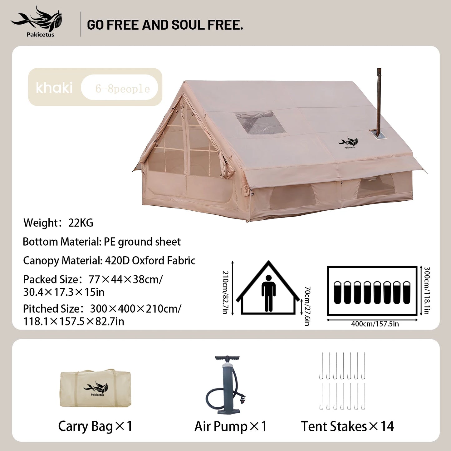 Pakicetus Quick Setup Inflatable Camping Tent For Family