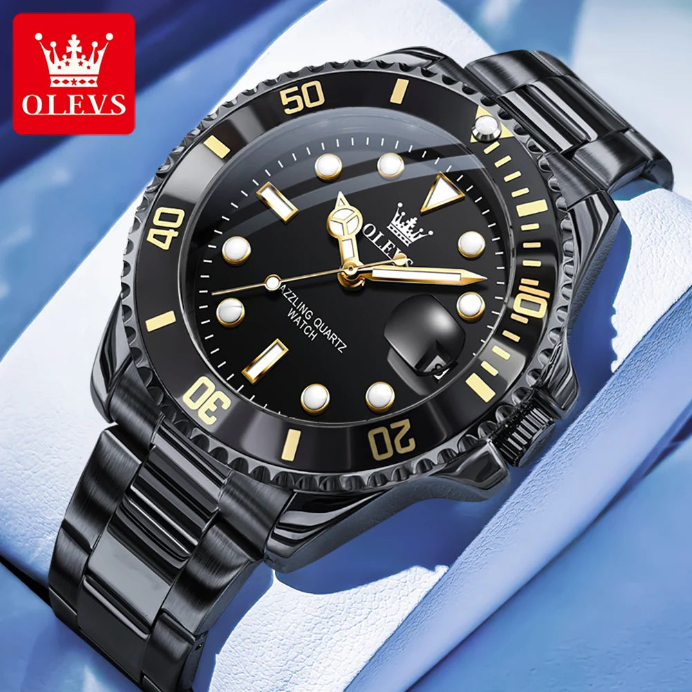 OLEVS 5885 Men's Diving Quartz Watch Stainless Steel