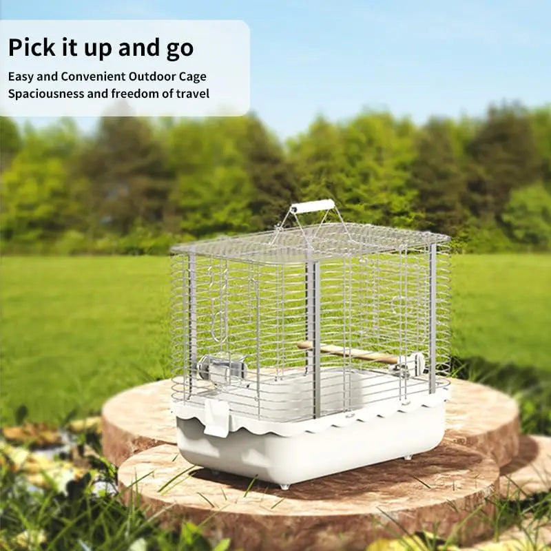 Portable Stainless Steel Bird Travel Cage With Perch And Bowl