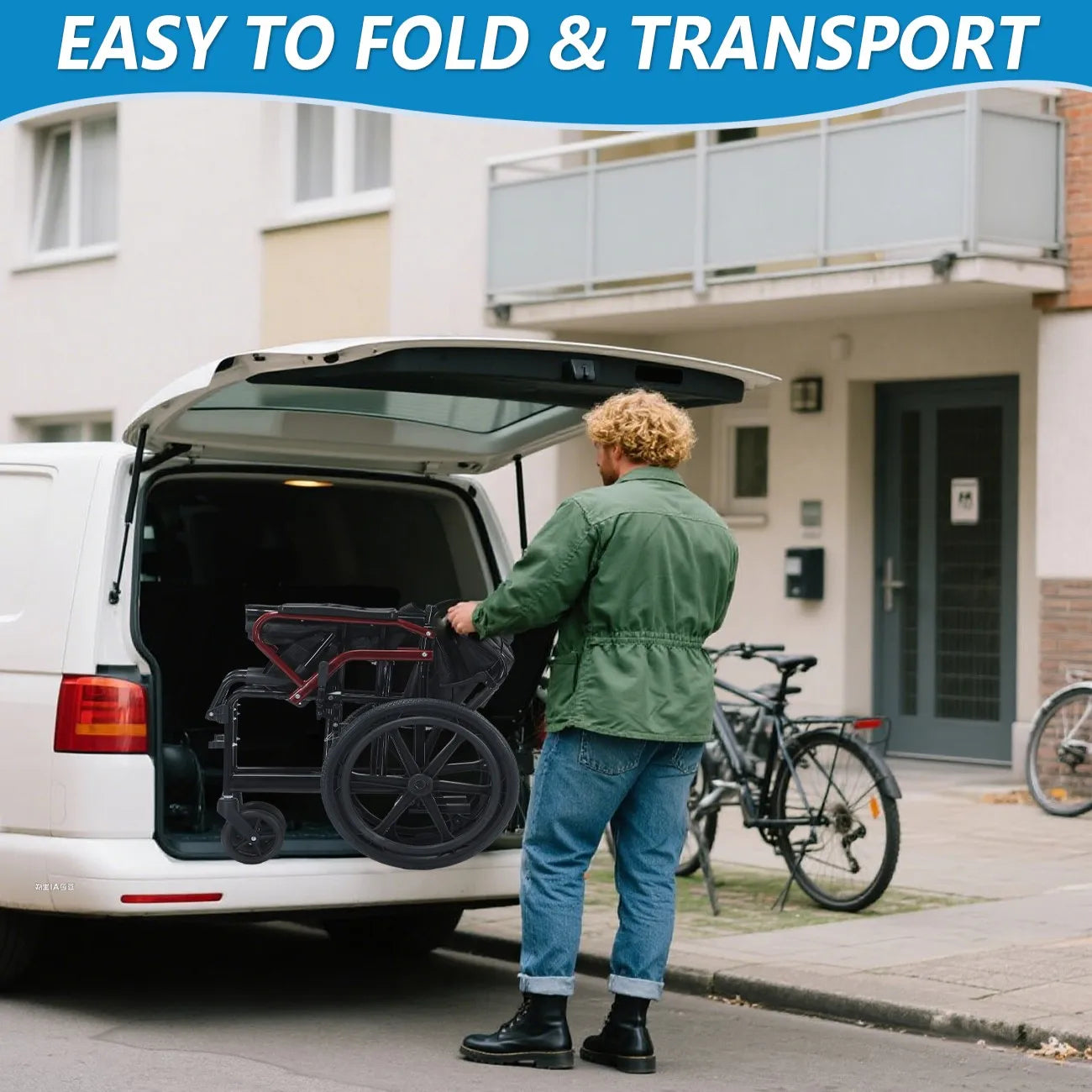 BROOBEY Lightweight Travel Wheelchair Foldable For Easy Car Storage