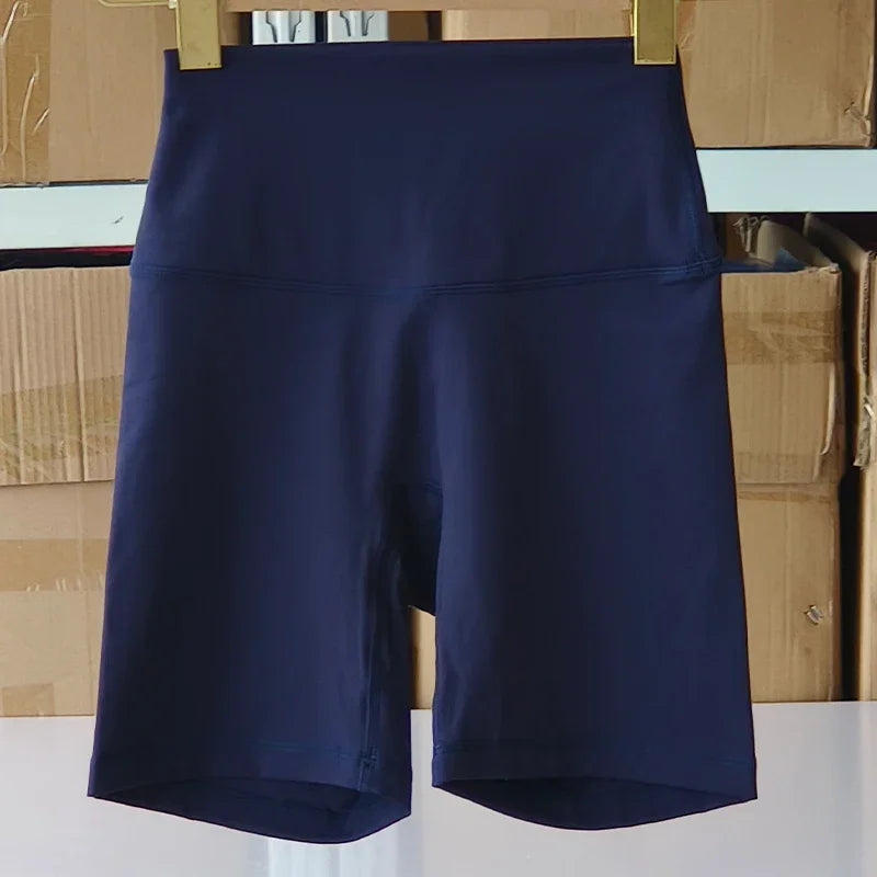 Nylon Elastane Women's Yoga Shorts High Waist Slim Fit