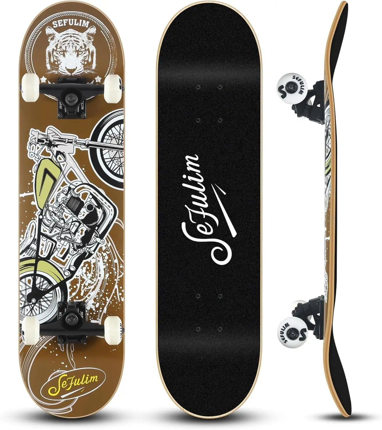 Complete Skateboard With Double Kick Deck 7 Layer Maple