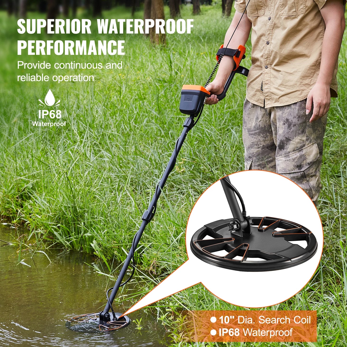 SucceBuy Metal Detector With LCD Display 7 Modes Adjustable Shaft