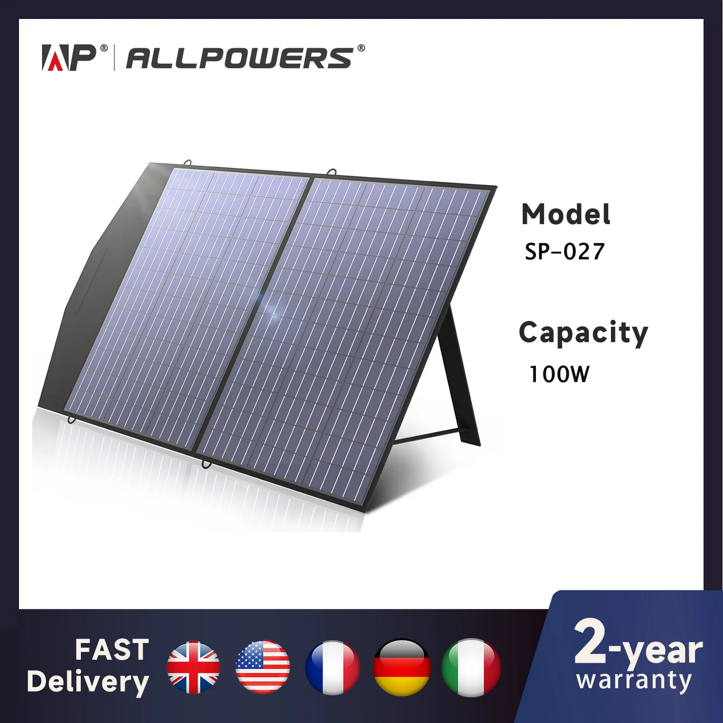 ALLPOWERS Solar Charger 18V 100W Foldable Solar Panel Suit For Portable Power Station/Generator Outdoor Travel Camping