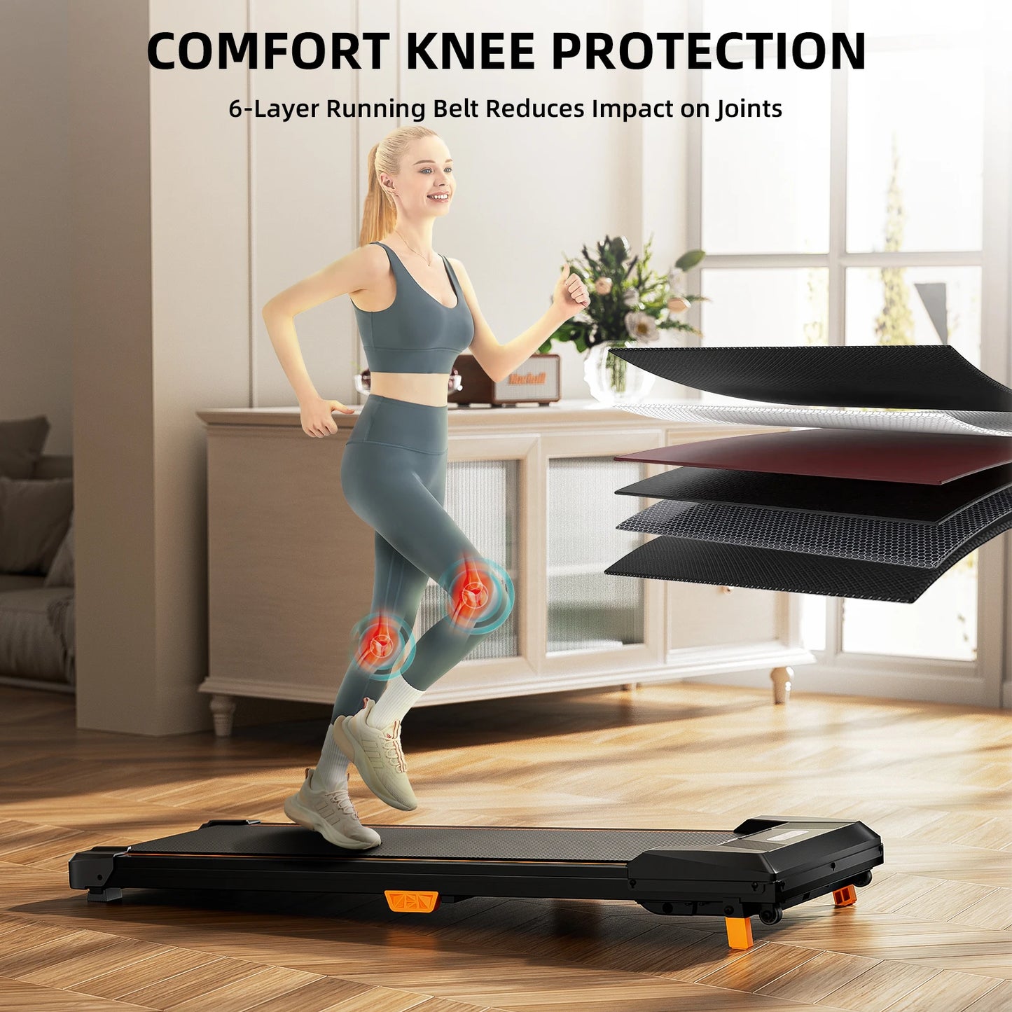 Driving Under Desk Treadmill Incline Walking Pad 2.5HP