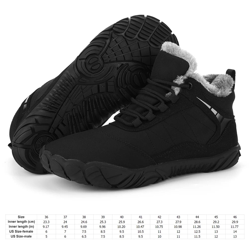 Winter Barefoot Snow Boots Non Slip With Wide Toe Box