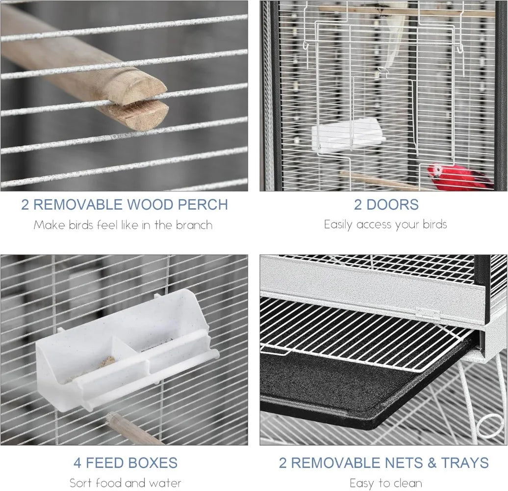 Hexagon Covered Canopy Portable Aviary Cage With Storage