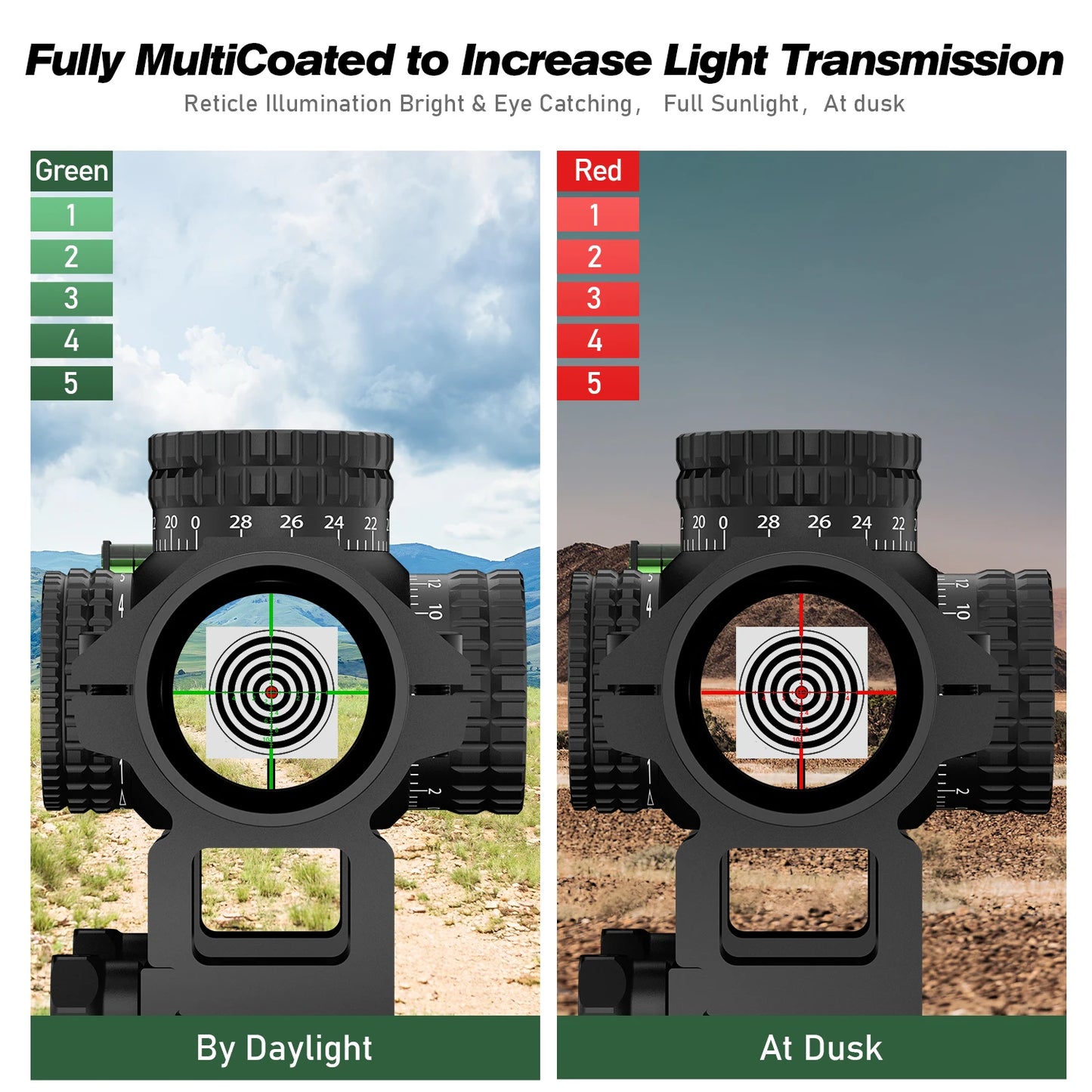 Bestsight 1-5X24 Tactical Rifle Scope with Illuminated Reticle