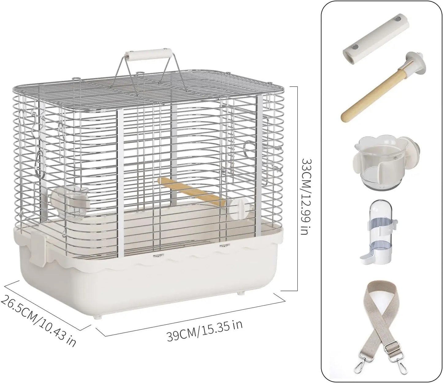 Portable Stainless Steel Bird Travel Cage With Perch And Bowl