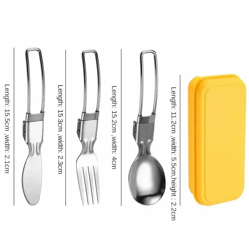 SMHXIANGQIANJIN Outdoor Spoon Fork Tableware Set Stainless Steel Camping