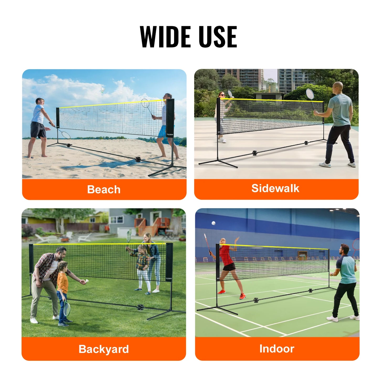SucceBuy Portable Adjustable Net Set For Badminton Volleyball Tennis Pickleball
