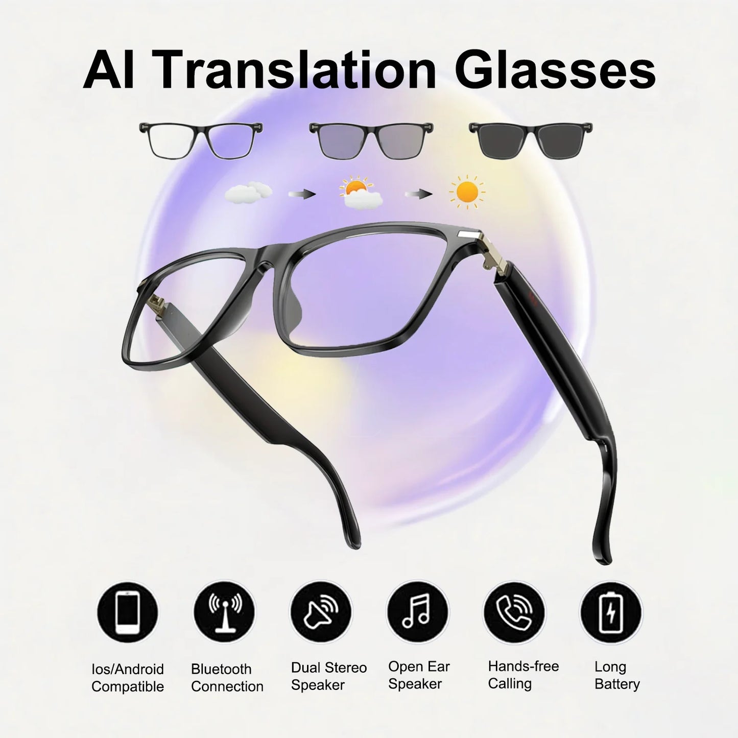 Giinova AI Translation Smart Glasses With Real Time 160 Languages