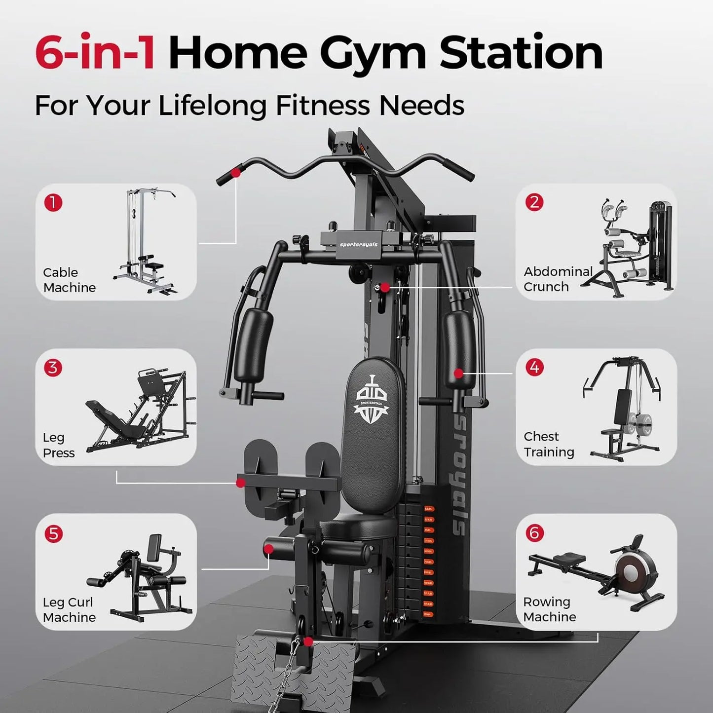 FED Fitness Home Gym Equipment With 150LBS Weight Stack