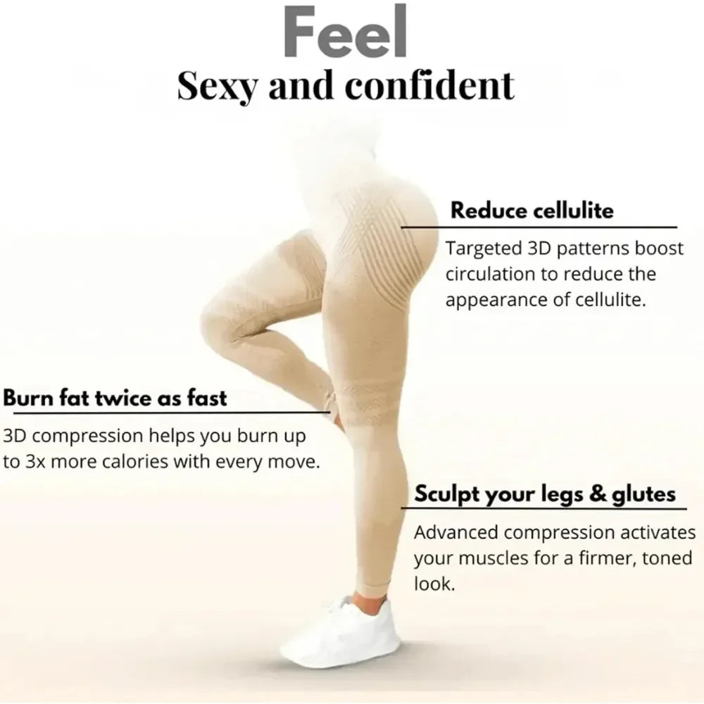 Cellulite 3D Leggings High Waisted Butt Lifting For Gym Workout