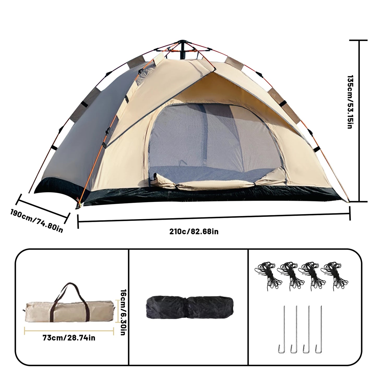 Pakicetus Windproof Camping Tent, Easy Setup, Lightweight Family Tent