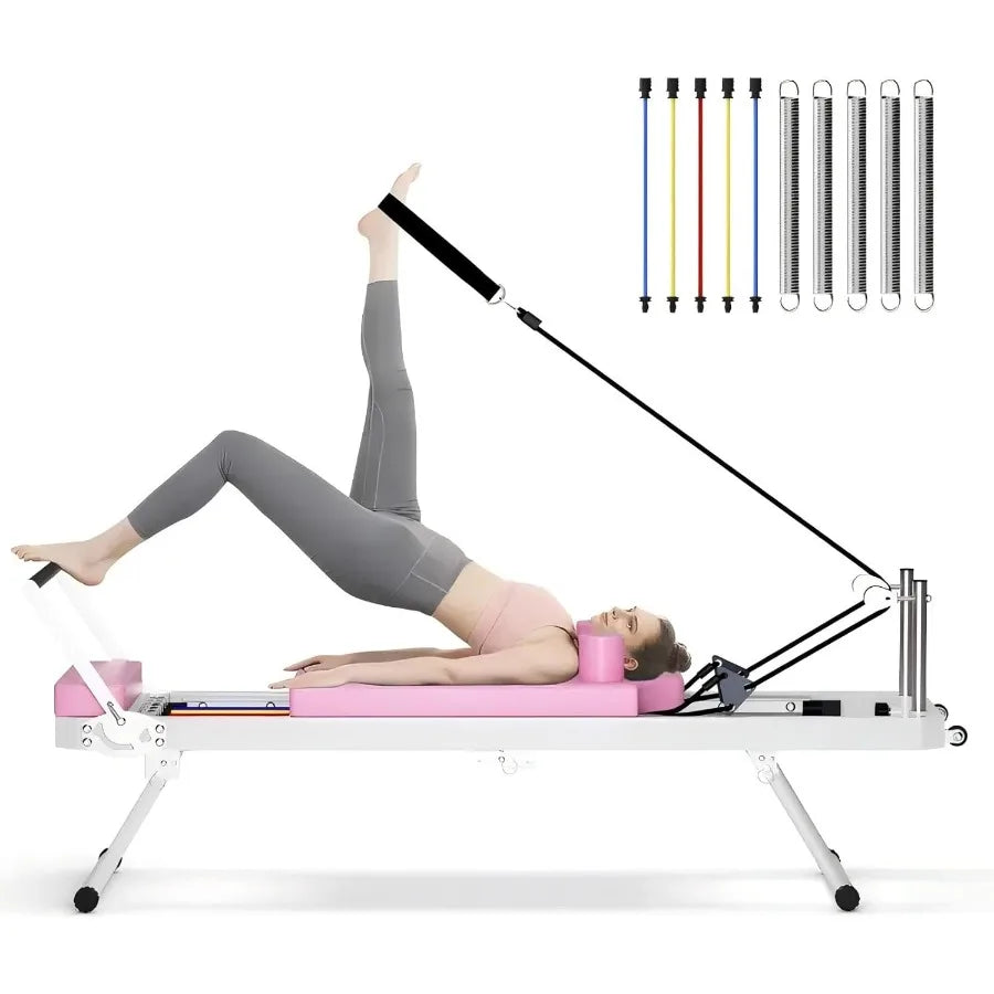 XMSJ Foldable Pilates Reformer For Home Gym With Alloy Springs