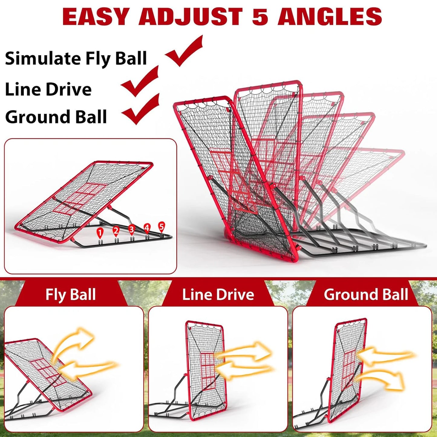 TWISTER.CK Baseball Pitching Rebounder Net 9-Hole Angled Practice Trainer