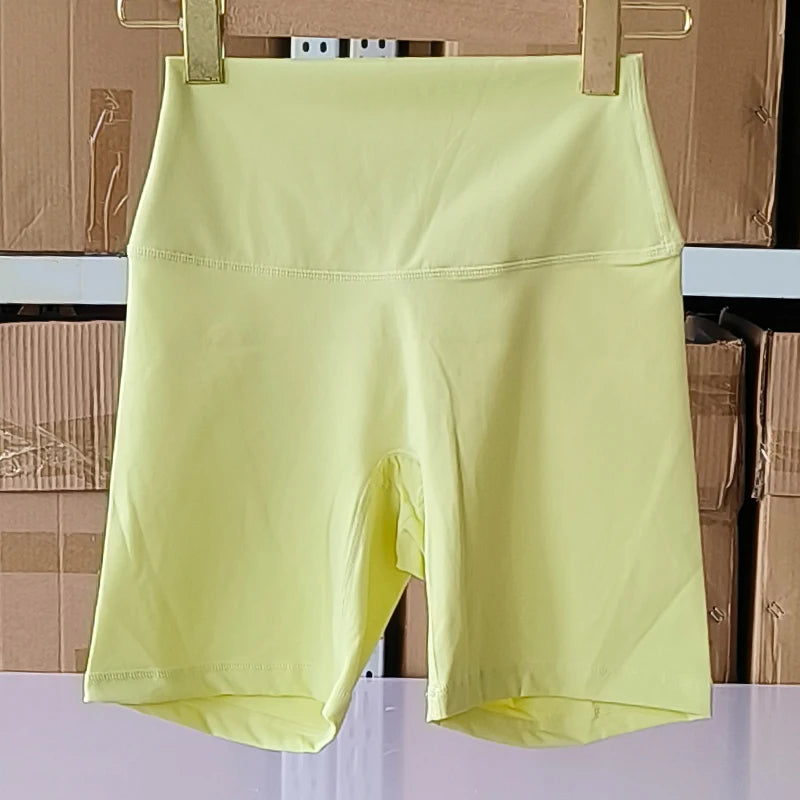 Nylon Elastane Women's Yoga Shorts High Waist Slim Fit
