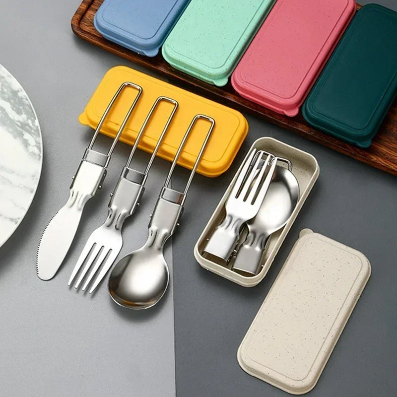 SMHXIANGQIANJIN Outdoor Spoon Fork Tableware Set Stainless Steel Camping