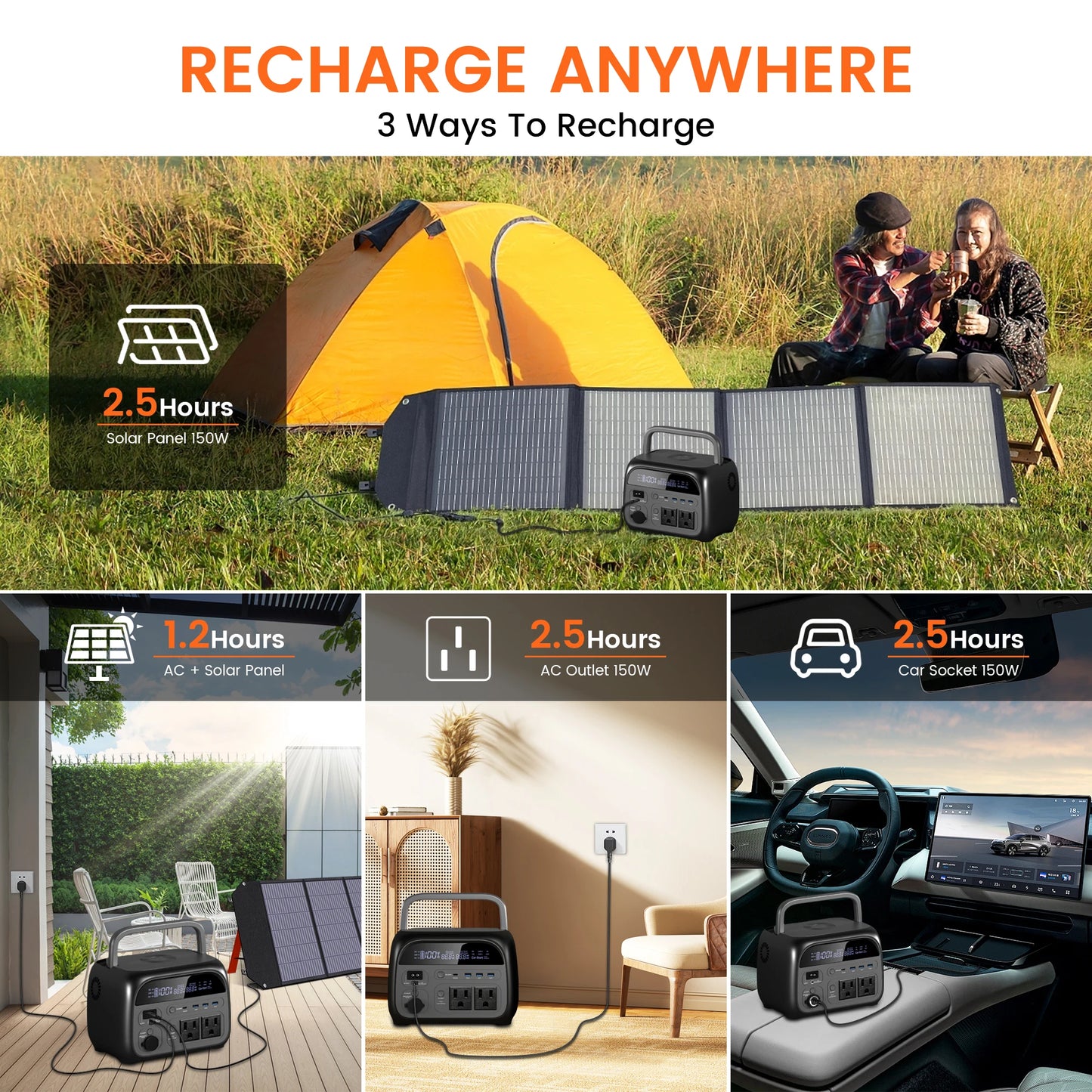 CTOLITY 500W Camping Power Station 345.6Wh LiFePo4 Portable Solar Generator 110V 220V AC Energy Storage Supply Pure Sinve Wave