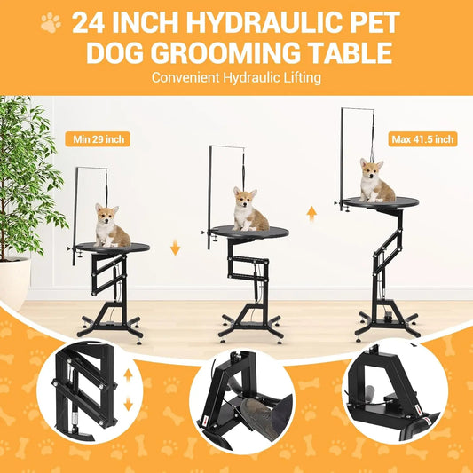 HiMISS Hydraulic Lift Dog Grooming Table 360 Degree Rotating