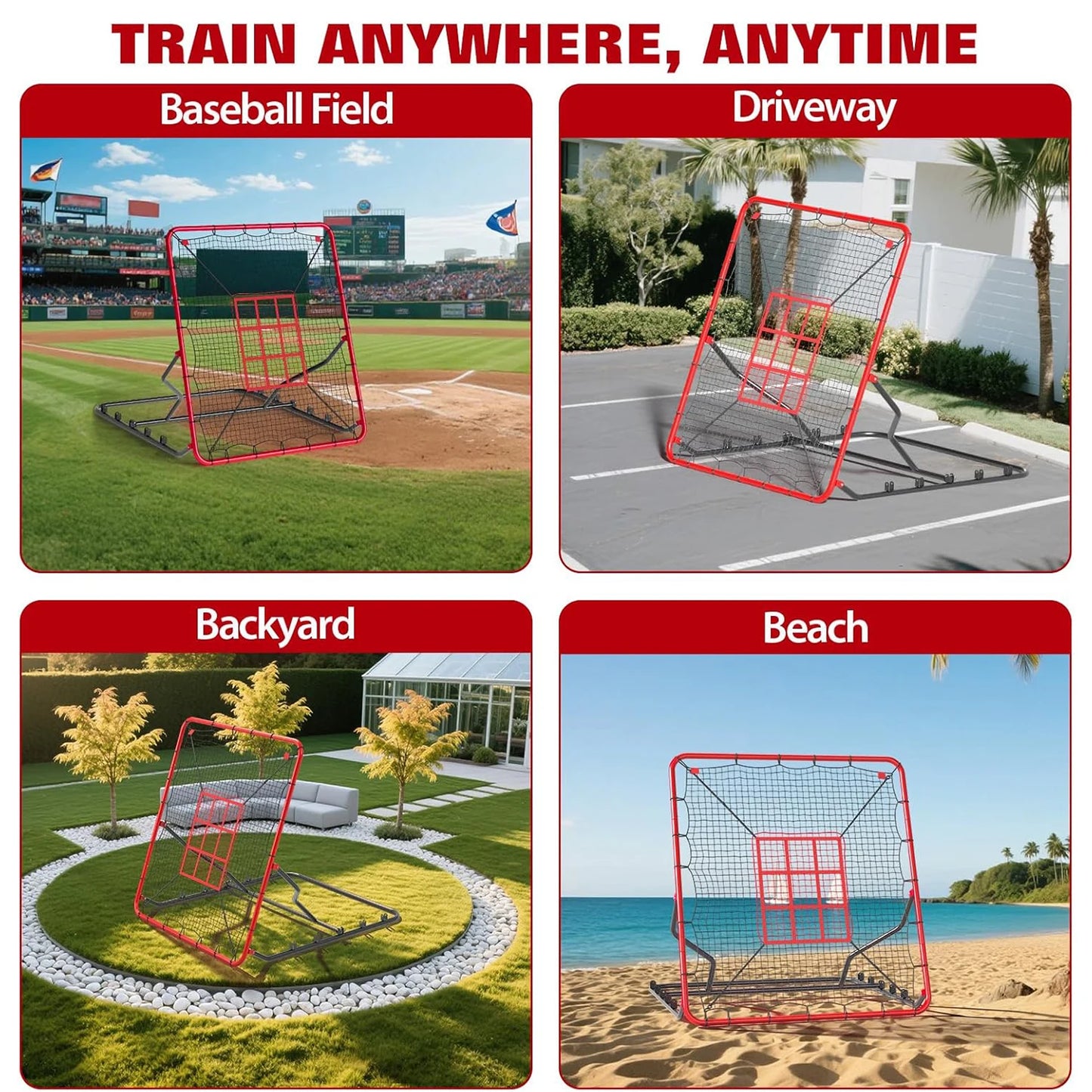 TWISTER.CK Baseball Pitching Rebounder Net 9-Hole Angled Practice Trainer