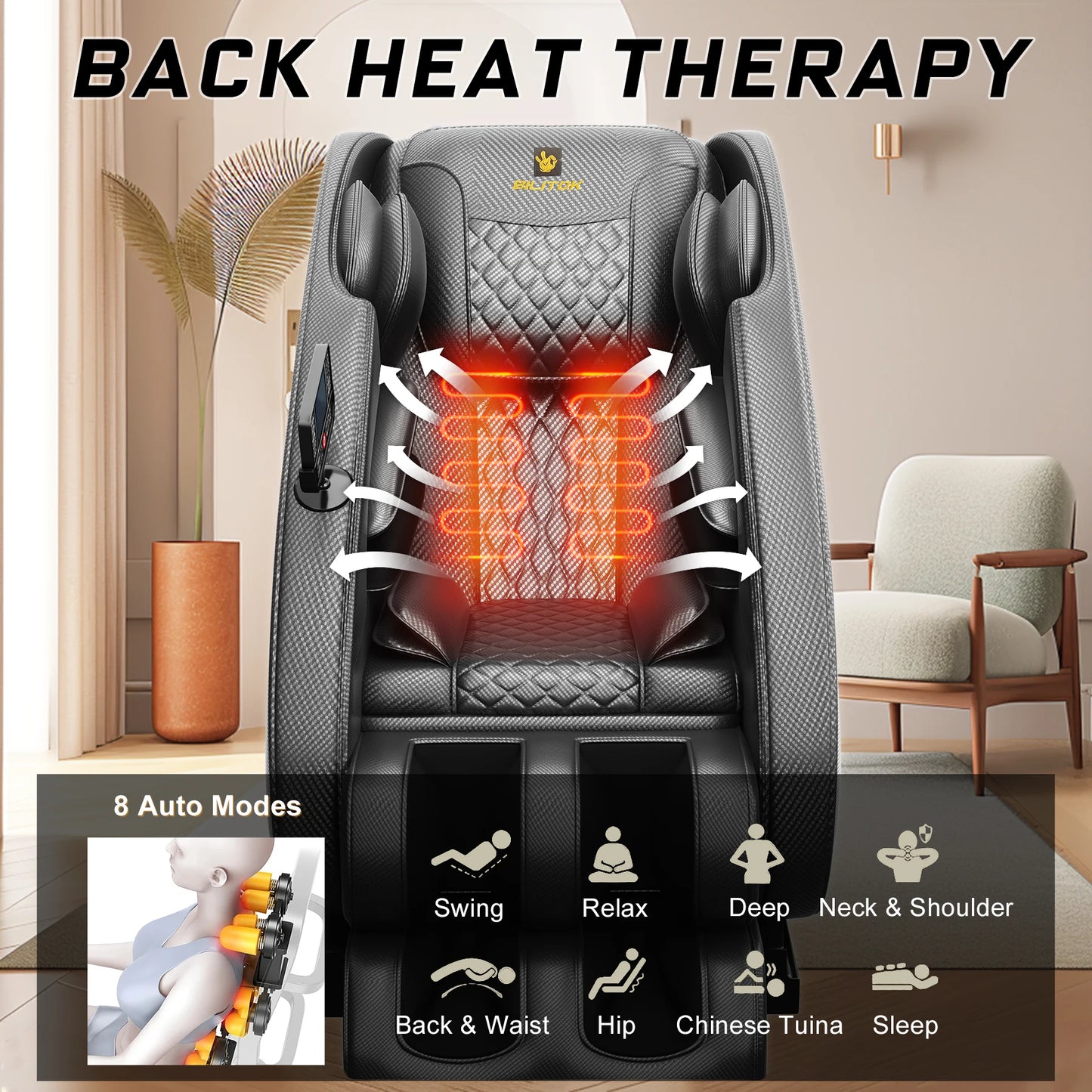 BILITOK Massage Chair Recliner With Zero Gravity Heating Bluetooth
