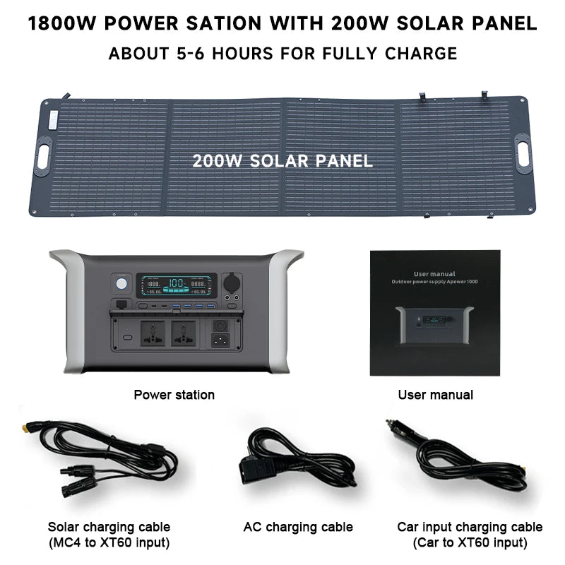 CTOLITY Camping Portable Power Station 1000W LiFePO4 Solar Generator