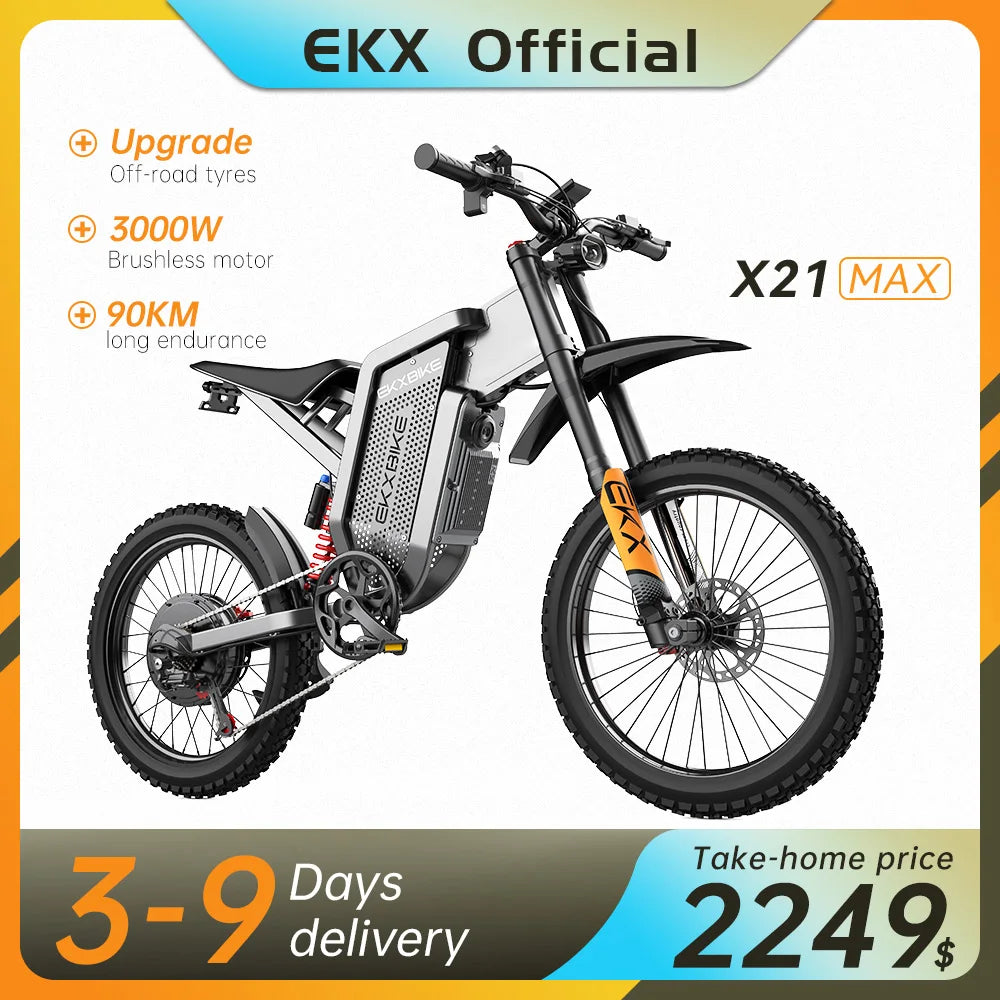 EKX X21 Max Electric Motorcycles 3000W Brushless Gearless Motors