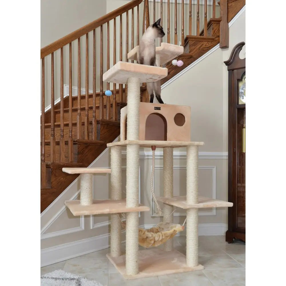 A7202 Real Wood Cat Tree For Multi-Level Climbing Design US Origin