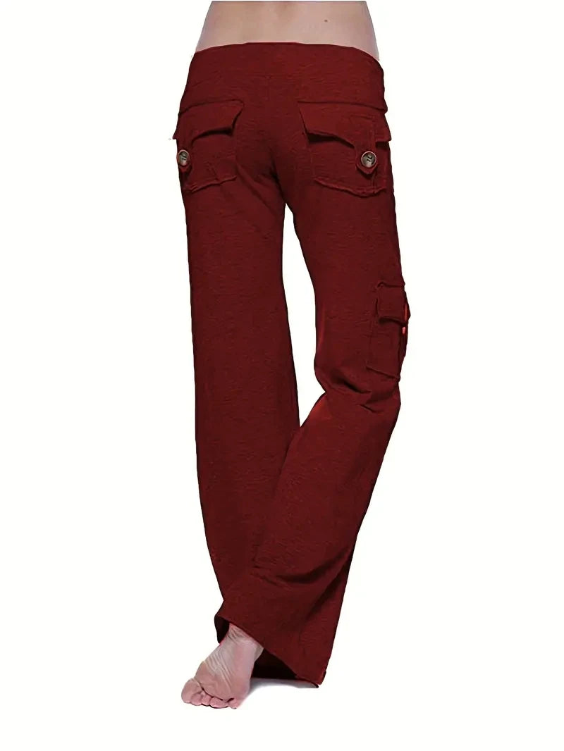 Women's Wide-Leg Drawstring Joggers With Pockets Fleece-Lined