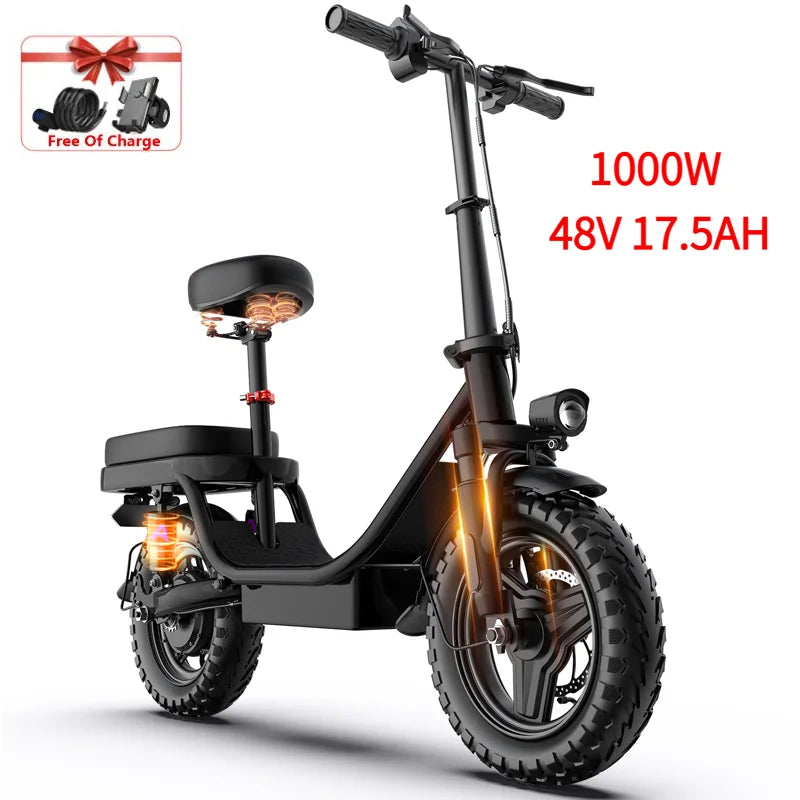 ZEFIORA Electric Bicycle 1000W 48V Lithium Battery