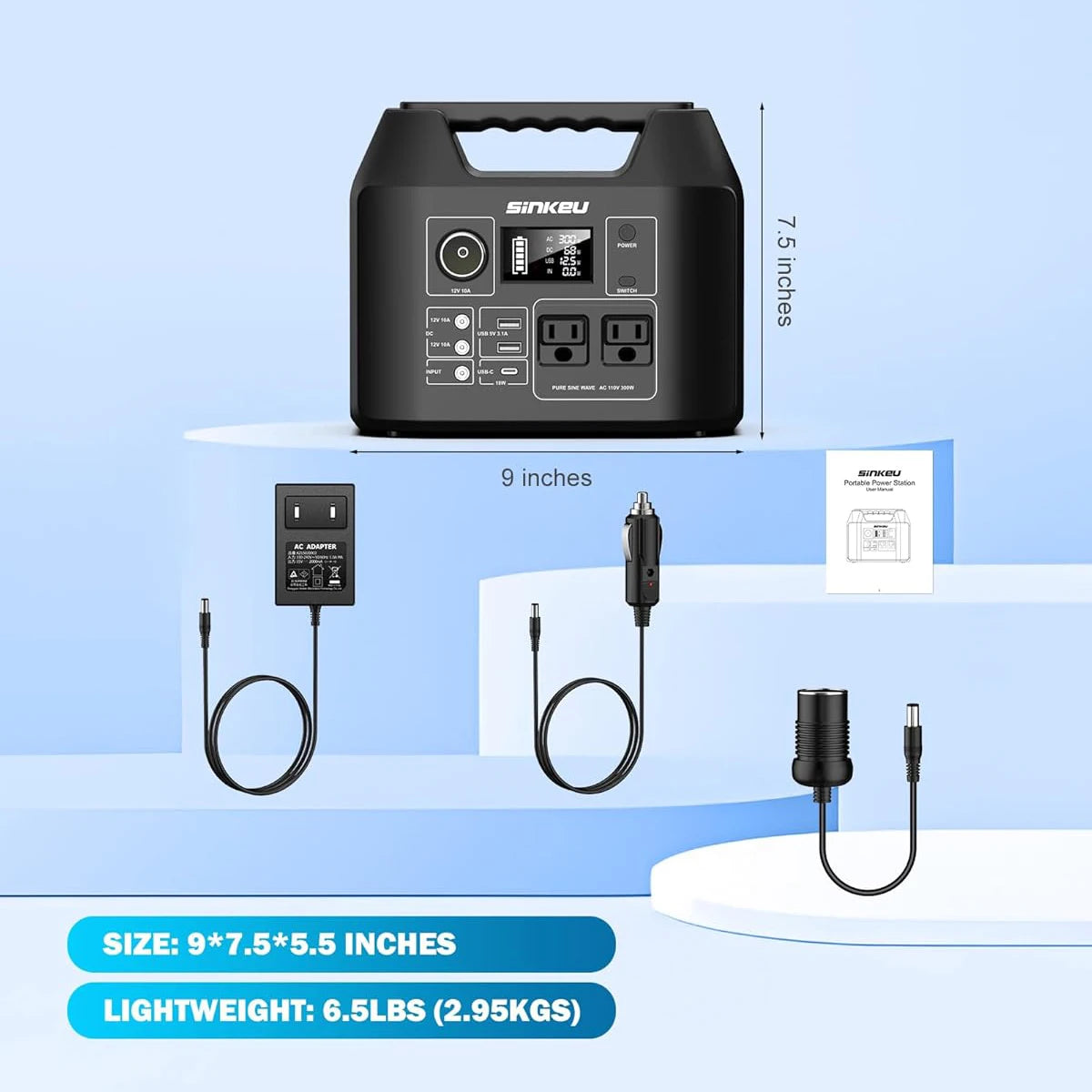 SinKeu Portable Power Station 300W 150W Solar Generator LiFePO4