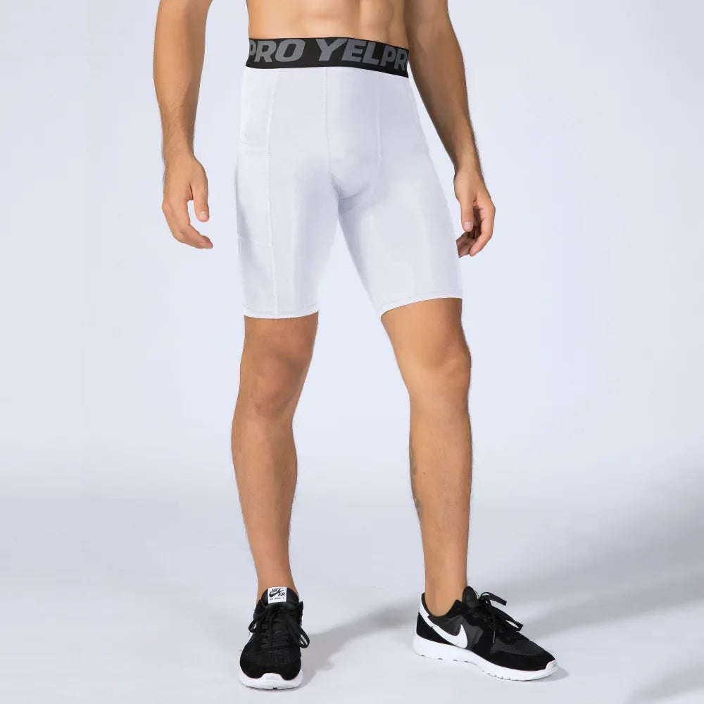 Sports Shorts Men Compression Running Shorts With Pocket Quick Dry Workout Gym Shorts Fitness Sport Leggings for Men