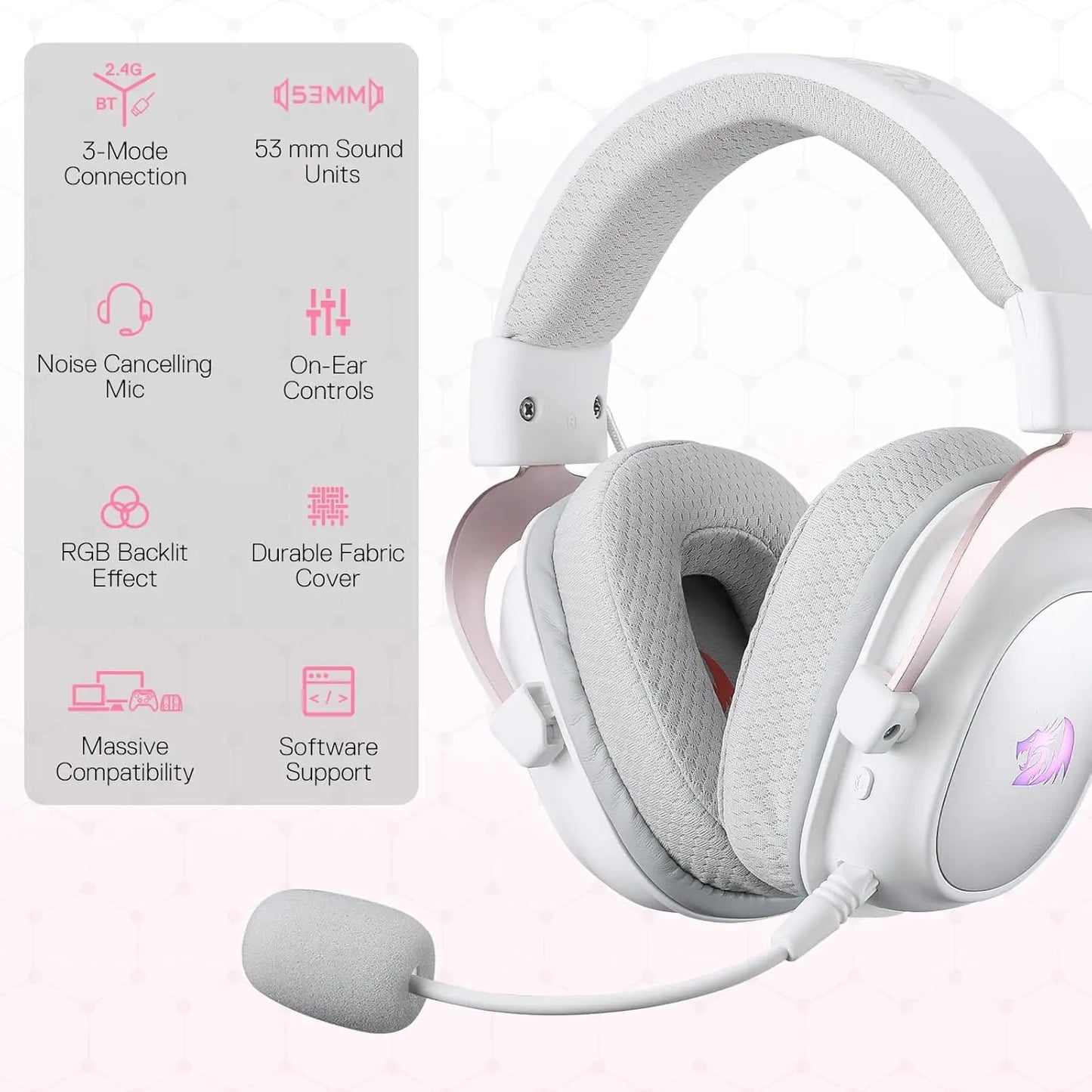 Redragon H510 PRO 3-Mode RGB Gaming Headset With 7.1 Surround