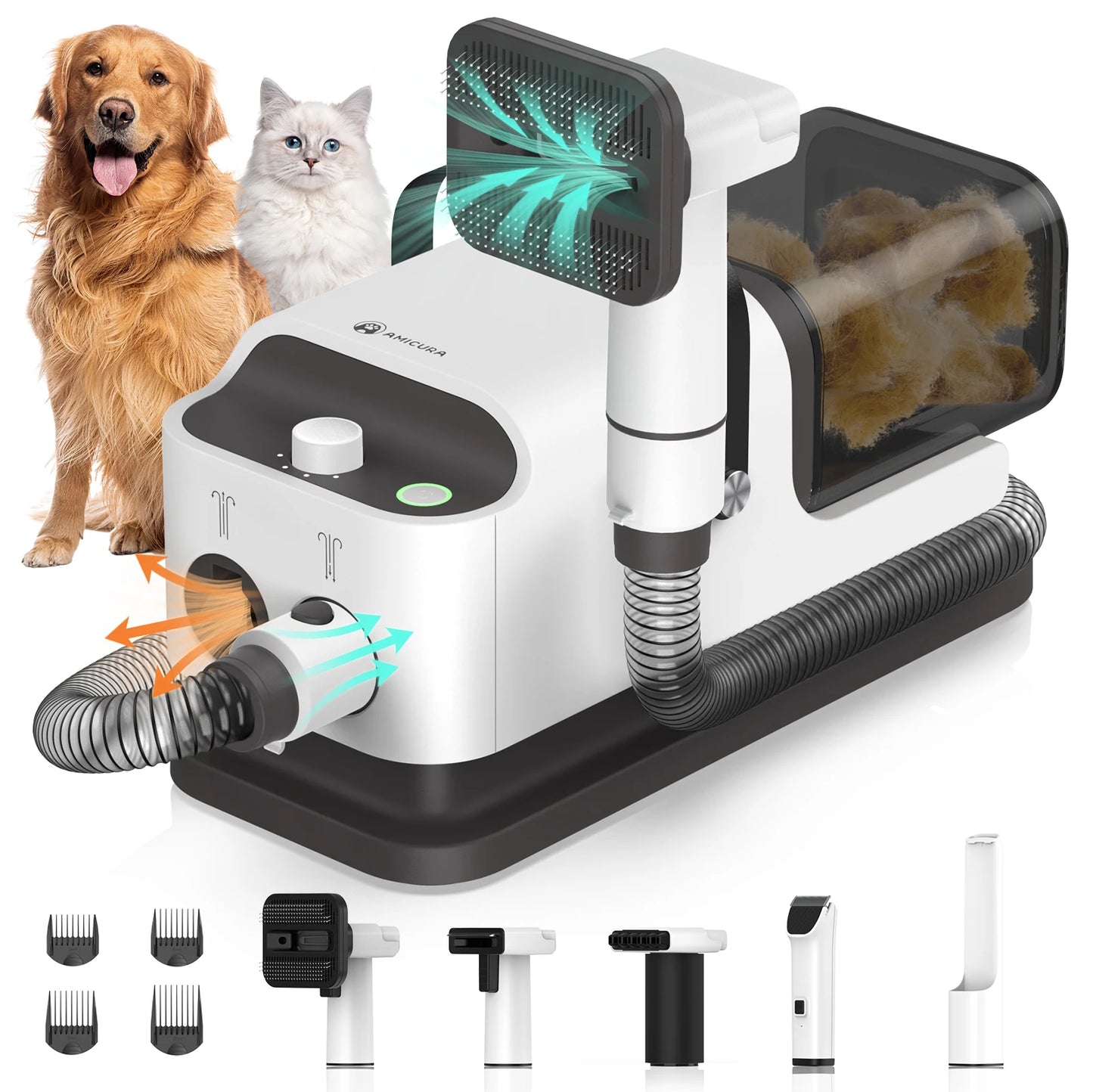Amicura P1 Pet Grooming Vacuum Hair Dryer And Clipper Set