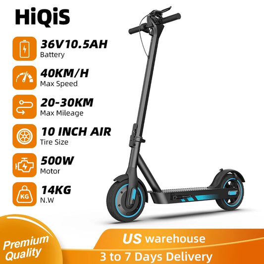 HiQiS V10 Electric Scooter 500W Front Wheel Drive Foldable 25MPH