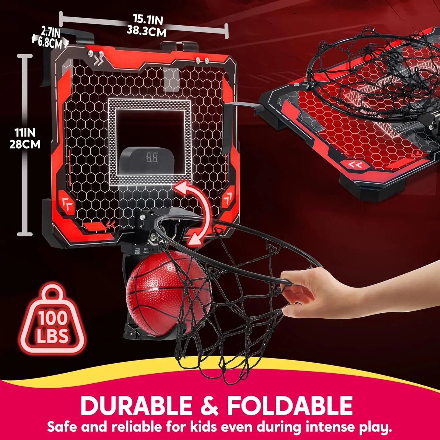 Joyfy Mini Indoor Basketball Hoop With Lights And Scoreboard