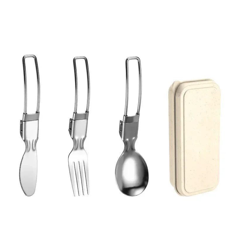 SMHXIANGQIANJIN Outdoor Spoon Fork Tableware Set Stainless Steel Camping