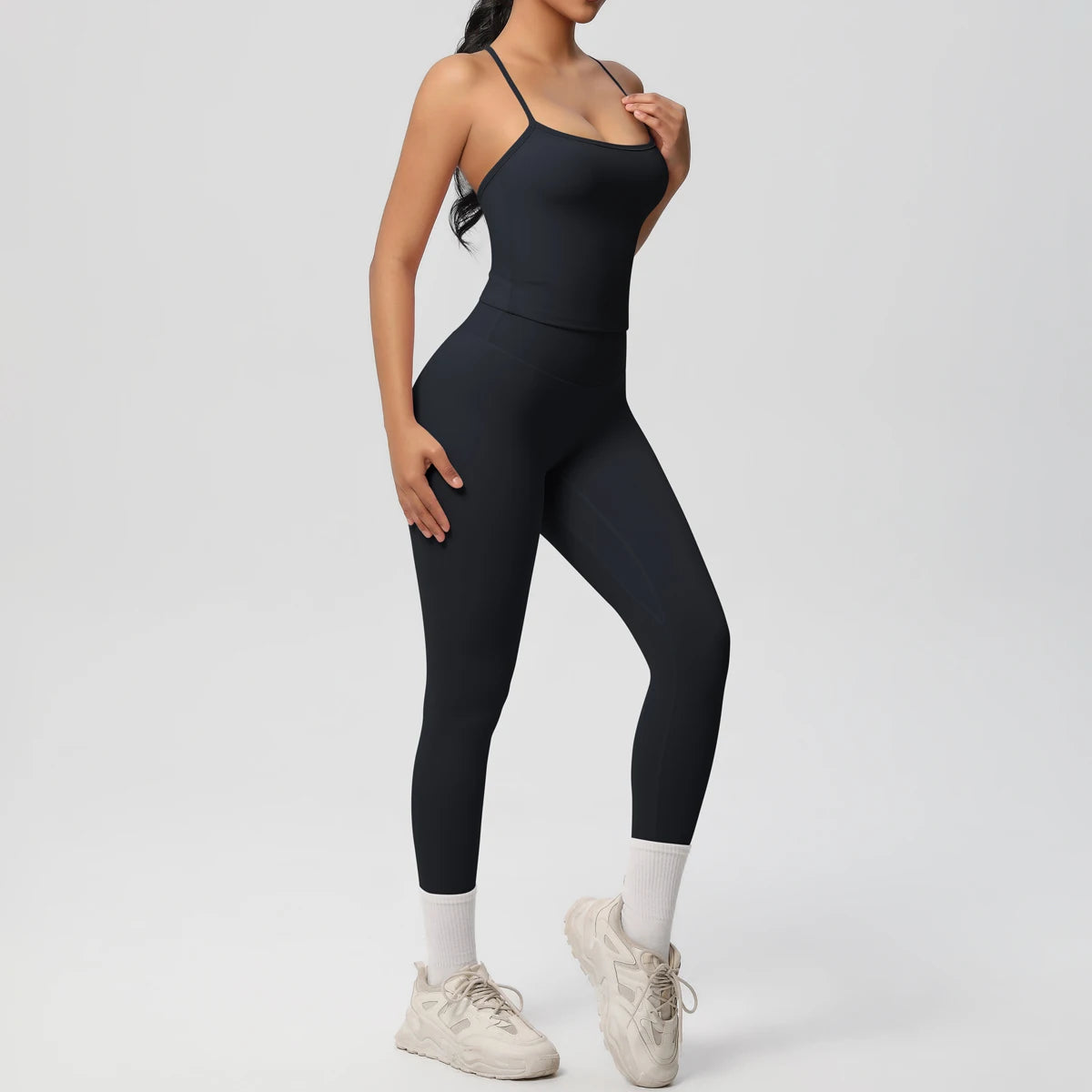 Halter Yoga Top Set Slimming Tummy Control Sleeveless Gym Wear