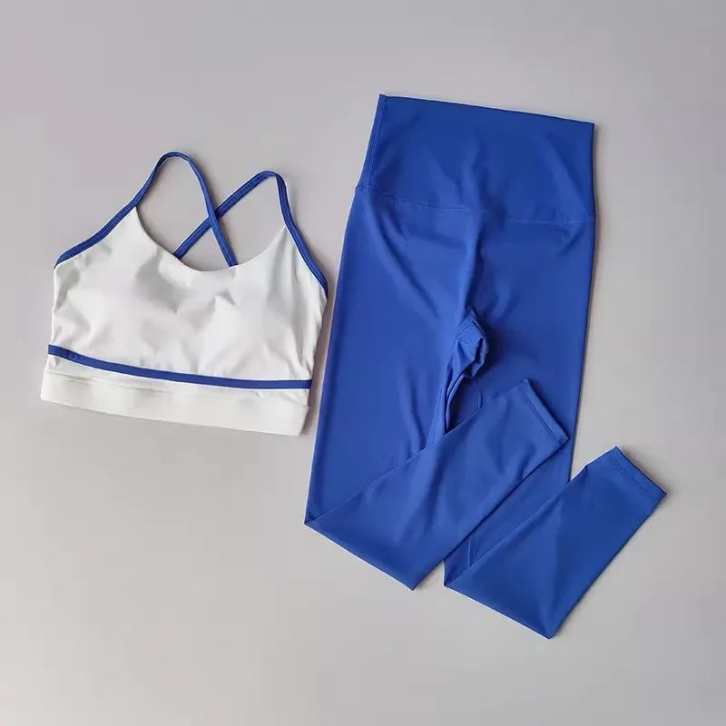 Two Piece Women Yoga Set High Waist Shorts Sports Bra