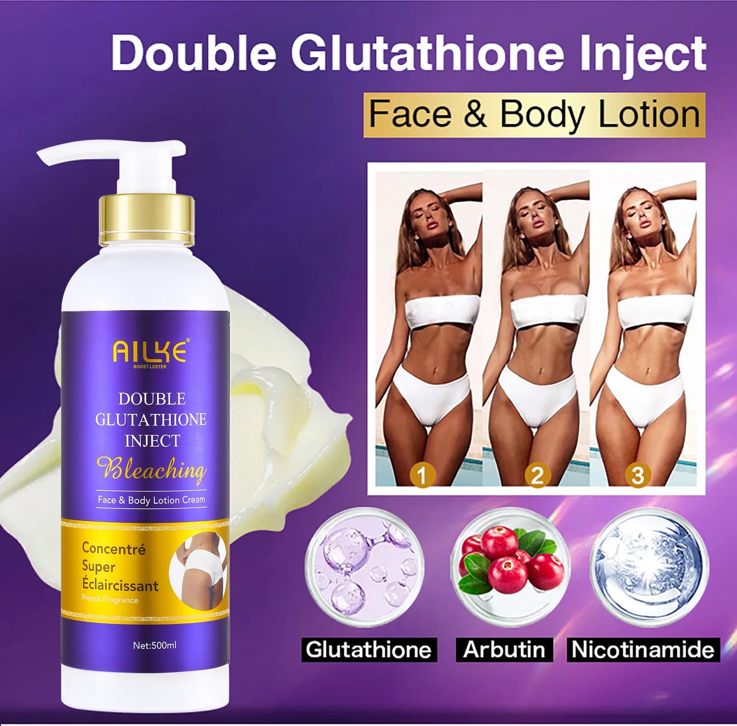 AILKE Whitening Cream Glutathione Body Lotion For Brighter Skin