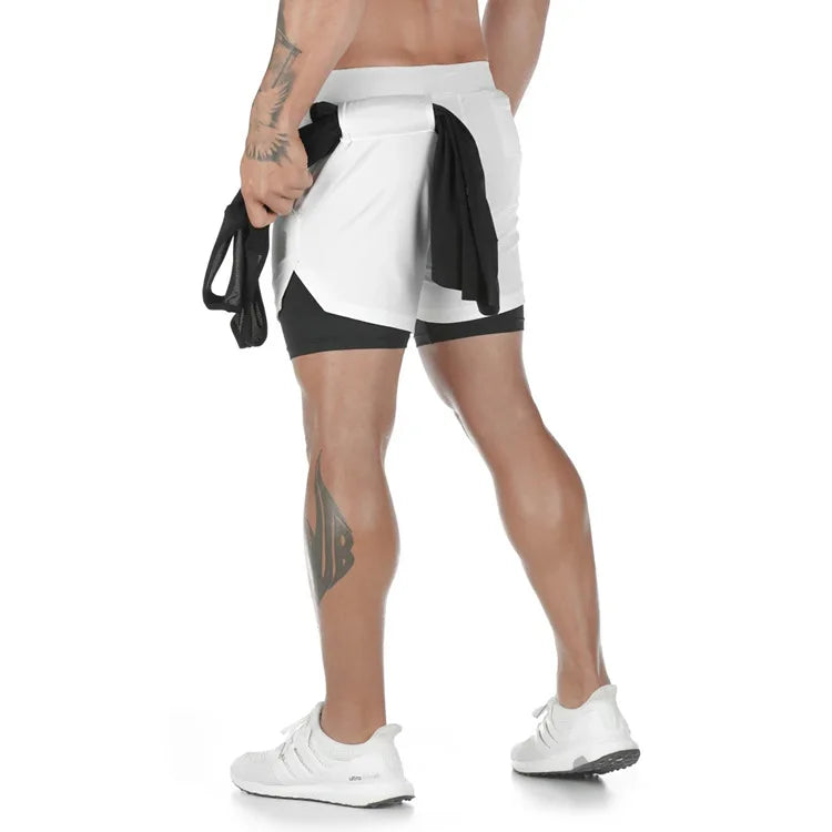 Men's Quick-Dry Running Shorts 2-In-1 Gym Fitness Workout
