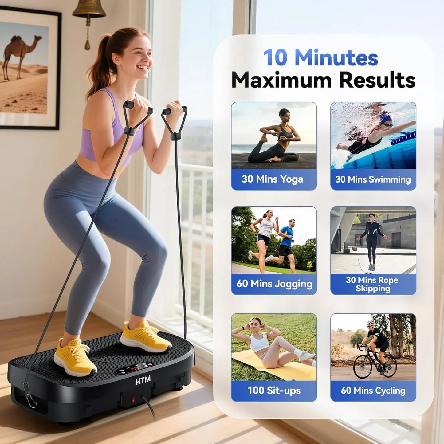 HTM Vibration Plate Fat Burning Fitness Platform 120 Levels Home Gym