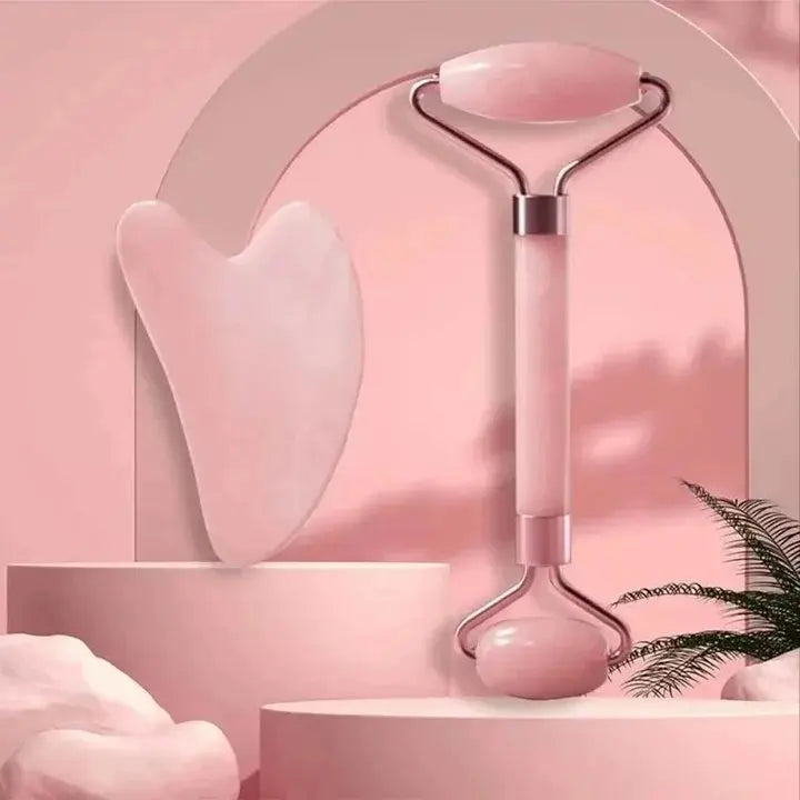 Crystal Jade Face And Neck Massager Double Ended Roller
